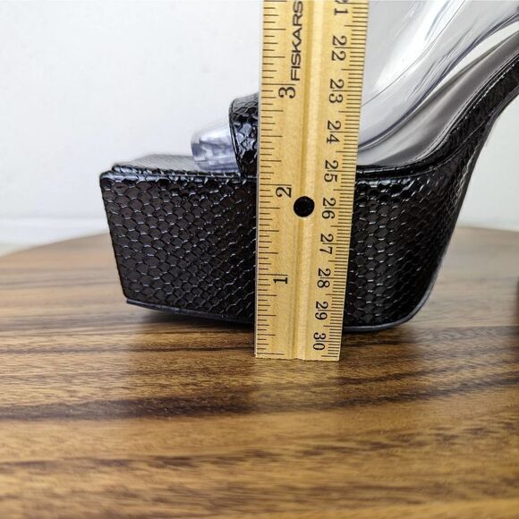 Simmi London Daina Black Patent Faux Snake Print Lace Up Platform Block Heel - Picture 16 of 16